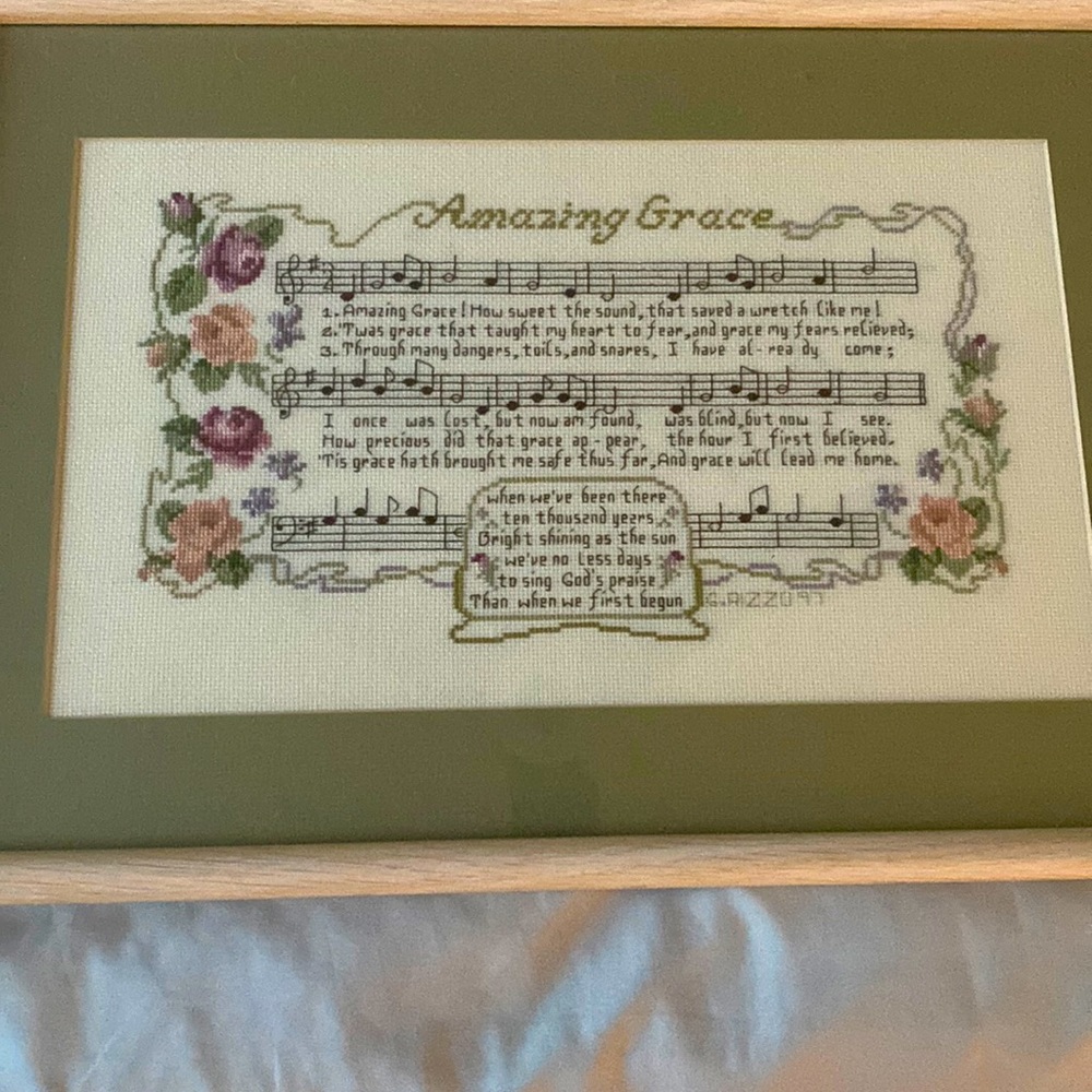 20” X 14” Amazing Grace Needlepointed and Professionally Framed in The Bronx, NY